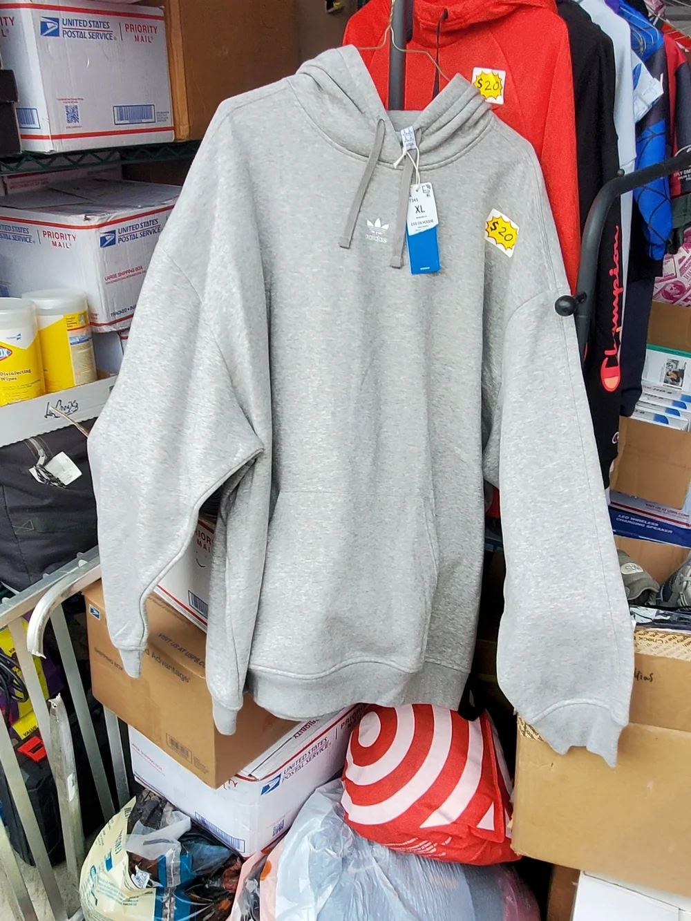 adidas Light Gray Pullover Hoodie with  Logo